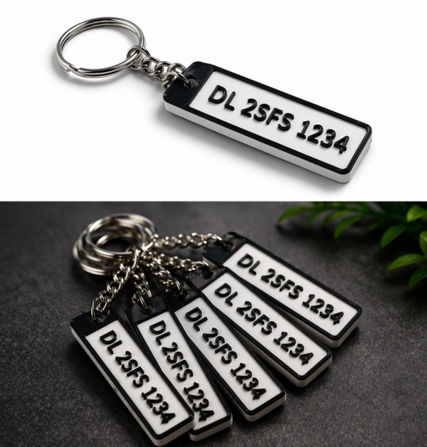 SKU_002 (3) Personalized Car Number Plate Keychain – Custom Vehicle Registration Keychain
